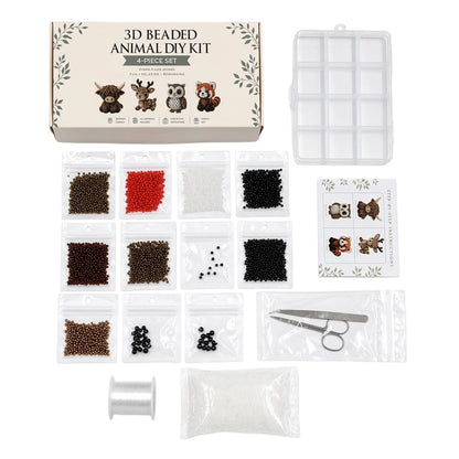 Cute 3D Animal Bead Craft Set with Colorful Beads & Instructions Animals Beadwork Crafts Kits Handmade Jewelry Art Beaded Kit for Beginners & Craft Enthusiasts (Set-B)