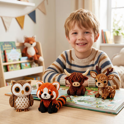Cute 3D Animal Bead Craft Set with Colorful Beads & Instructions Animals Beadwork Crafts Kits Handmade Jewelry Art Beaded Kit for Beginners & Craft Enthusiasts (Set-B)