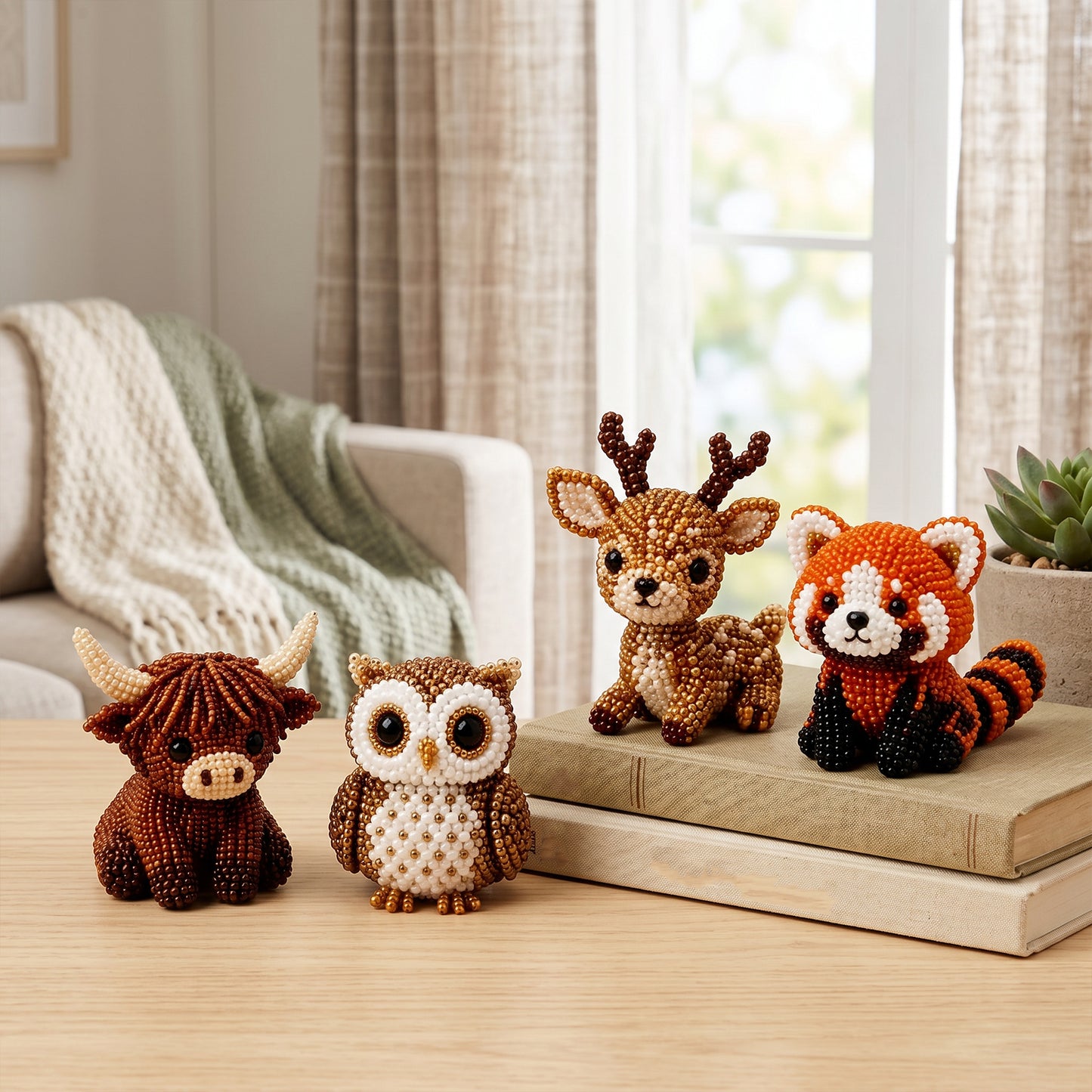 Cute 3D Animal Bead Craft Set with Colorful Beads & Instructions Animals Beadwork Crafts Kits Handmade Jewelry Art Beaded Kit for Beginners & Craft Enthusiasts (Set-B)