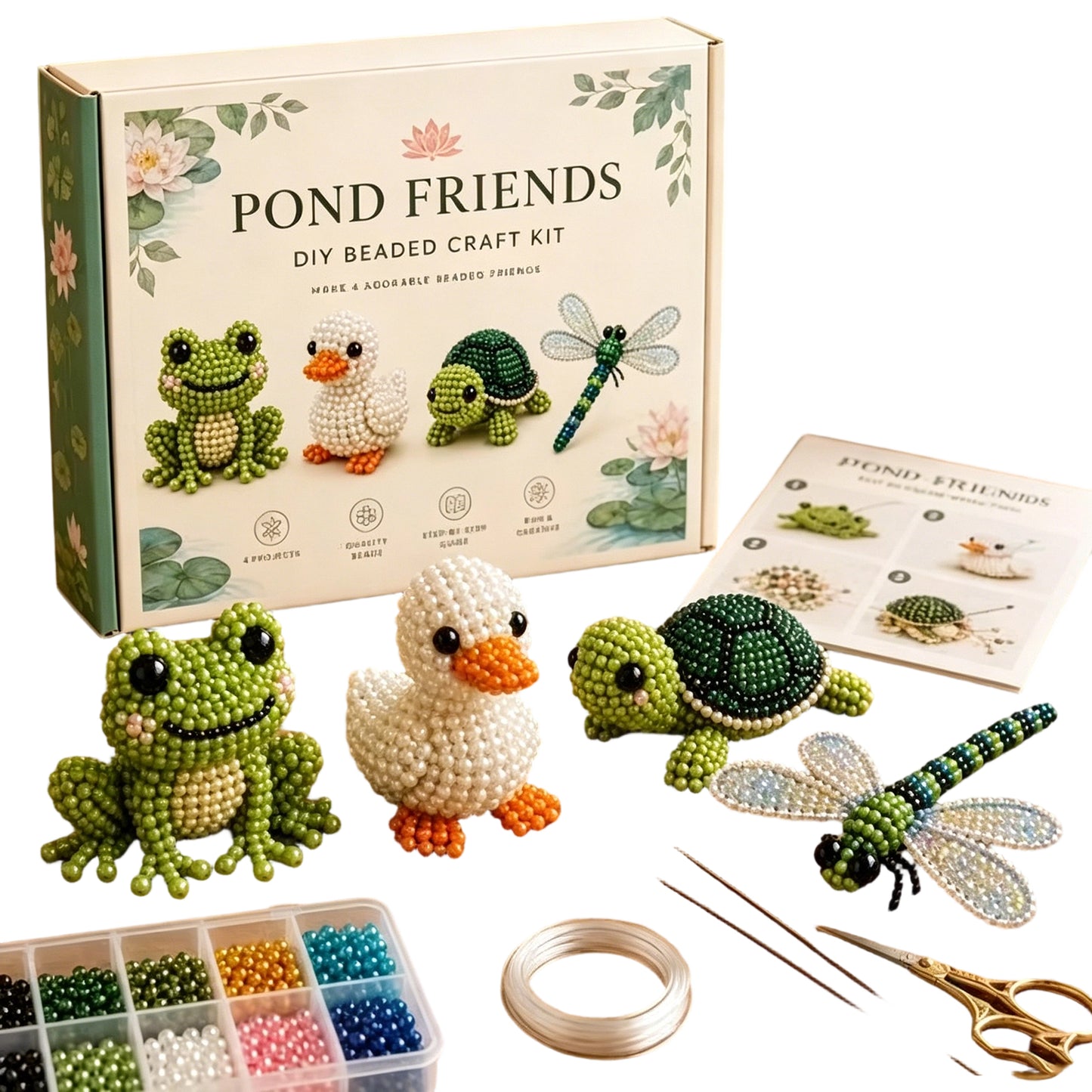 Cute 3D Animal Bead Craft Set with Colorful Beads & Instructions Animals Beadwork Crafts Kits Handmade Jewelry Art Beaded Kit for Beginners & Craft Enthusiasts (Set-D)