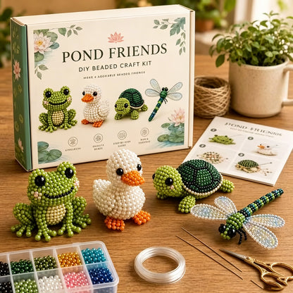 Cute 3D Animal Bead Craft Set with Colorful Beads & Instructions Animals Beadwork Crafts Kits Handmade Jewelry Art Beaded Kit for Beginners & Craft Enthusiasts (Set-D)