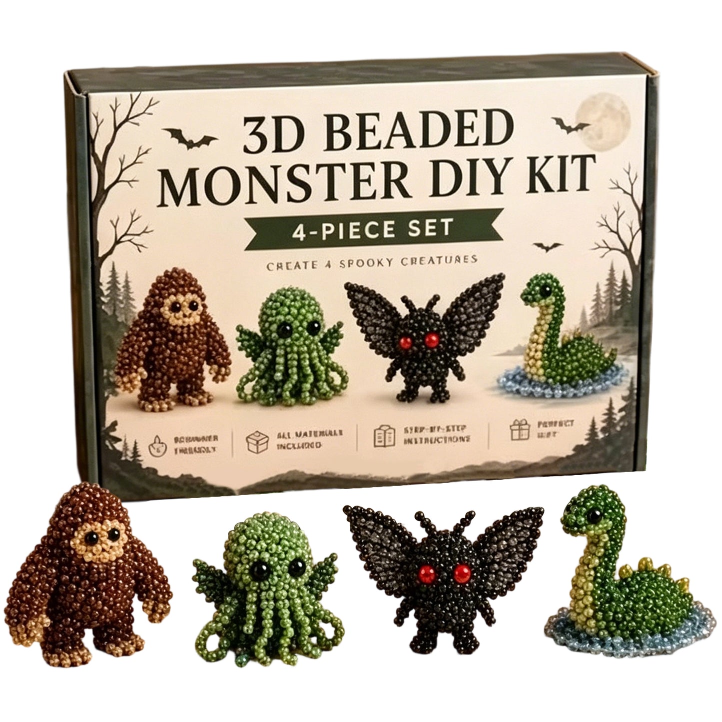 Cute 3D Animal Bead Craft Set with Colorful Beads & Instructions Animals Beadwork Crafts Kits Handmade Jewelry Art Beaded Kit for Beginners & Craft Enthusiasts (Set-E)