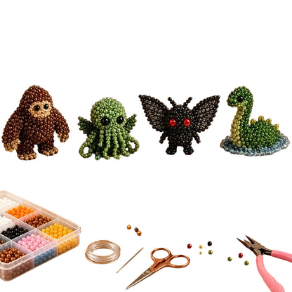 Cute 3D Animal Bead Craft Set with Colorful Beads & Instructions Animals Beadwork Crafts Kits Handmade Jewelry Art Beaded Kit for Beginners & Craft Enthusiasts (Set-E)