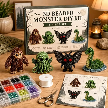 Cute 3D Animal Bead Craft Set with Colorful Beads & Instructions Animals Beadwork Crafts Kits Handmade Jewelry Art Beaded Kit for Beginners & Craft Enthusiasts (Set-E)