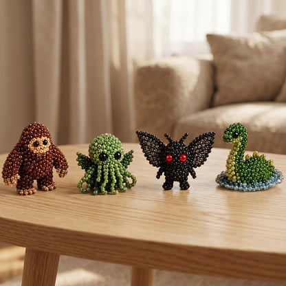 Cute 3D Animal Bead Craft Set with Colorful Beads & Instructions Animals Beadwork Crafts Kits Handmade Jewelry Art Beaded Kit for Beginners & Craft Enthusiasts (Set-E)