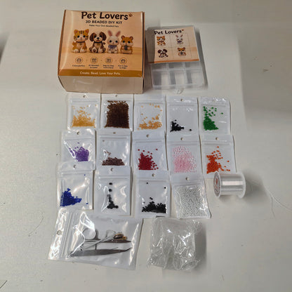 Cute 3D Animal Bead Craft Set with Colorful Beads & Instructions Animals Beadwork Crafts Kits Handmade Jewelry Art Beaded Kit for Beginners & Craft Enthusiasts (Set-F)