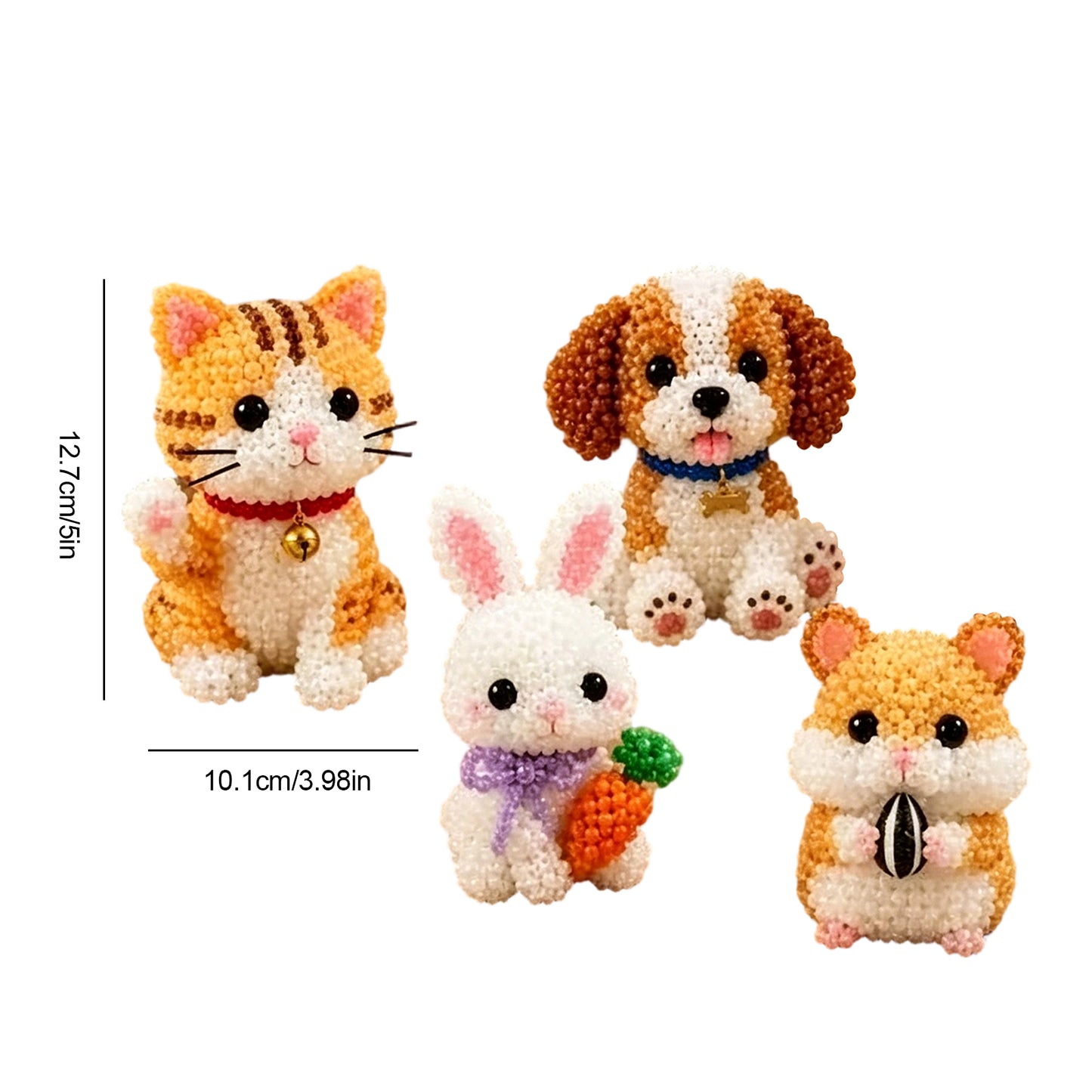 Cute 3D Animal Bead Craft Set with Colorful Beads & Instructions Animals Beadwork Crafts Kits Handmade Jewelry Art Beaded Kit for Beginners & Craft Enthusiasts (Set-F)