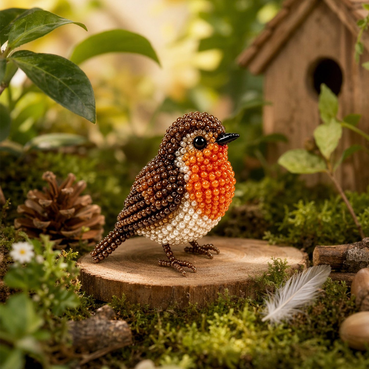 Cute 3D Animal Bead Craft Set with Colorful Beads & Instructions Animals Beadwork Crafts Kits Handmade Jewelry Art Beaded Kit for Beginners & Craft Enthusiasts (Bird 3)