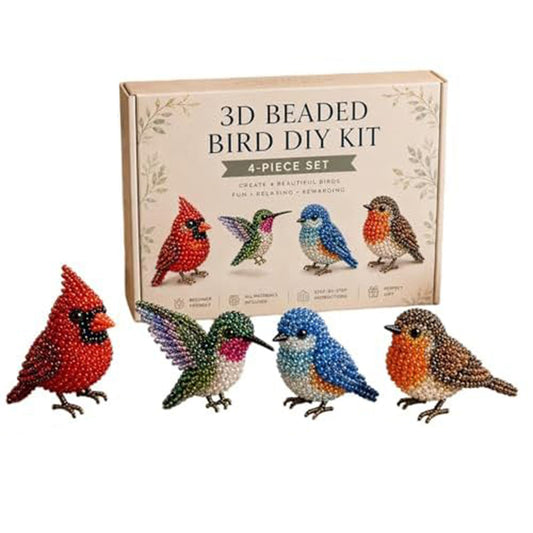Tiny 3D Beaded Animal DIY Kit Stable Cute Bird & Animal Beading Craft Set Bright Colors for Hand Embroidery Craft Enthusiasts & Decoration (B)