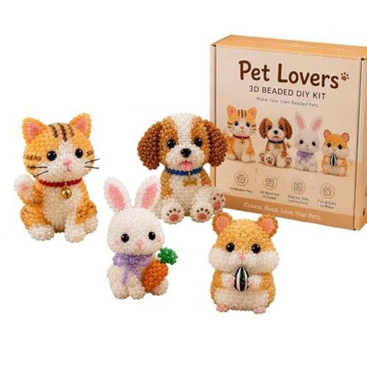 Tiny 3D Beaded Animal DIY Kit Stable Cute Bird & Animal Beading Craft Set Bright Colors for Hand Embroidery Craft Enthusiasts & Decoration (F)