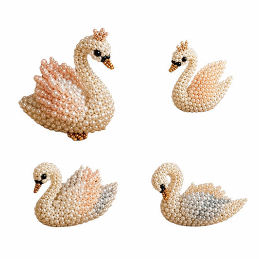 4Pcs Swan Suit DIY 3D Beaded Kit for Teens Adults Home Decor Gift Handmade Beading Craft Set with Colorful Beads & Instructions Beginner-Friendly