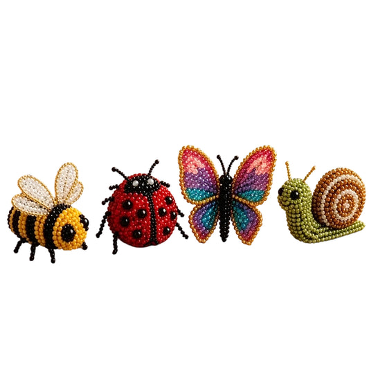 4Pcs Garden Bugs DIY 3D Beaded Kit for Teens Adults Home Decor Gift Handmade Beading Craft Set with Colorful Beads & Instructions Beginner-Friendly