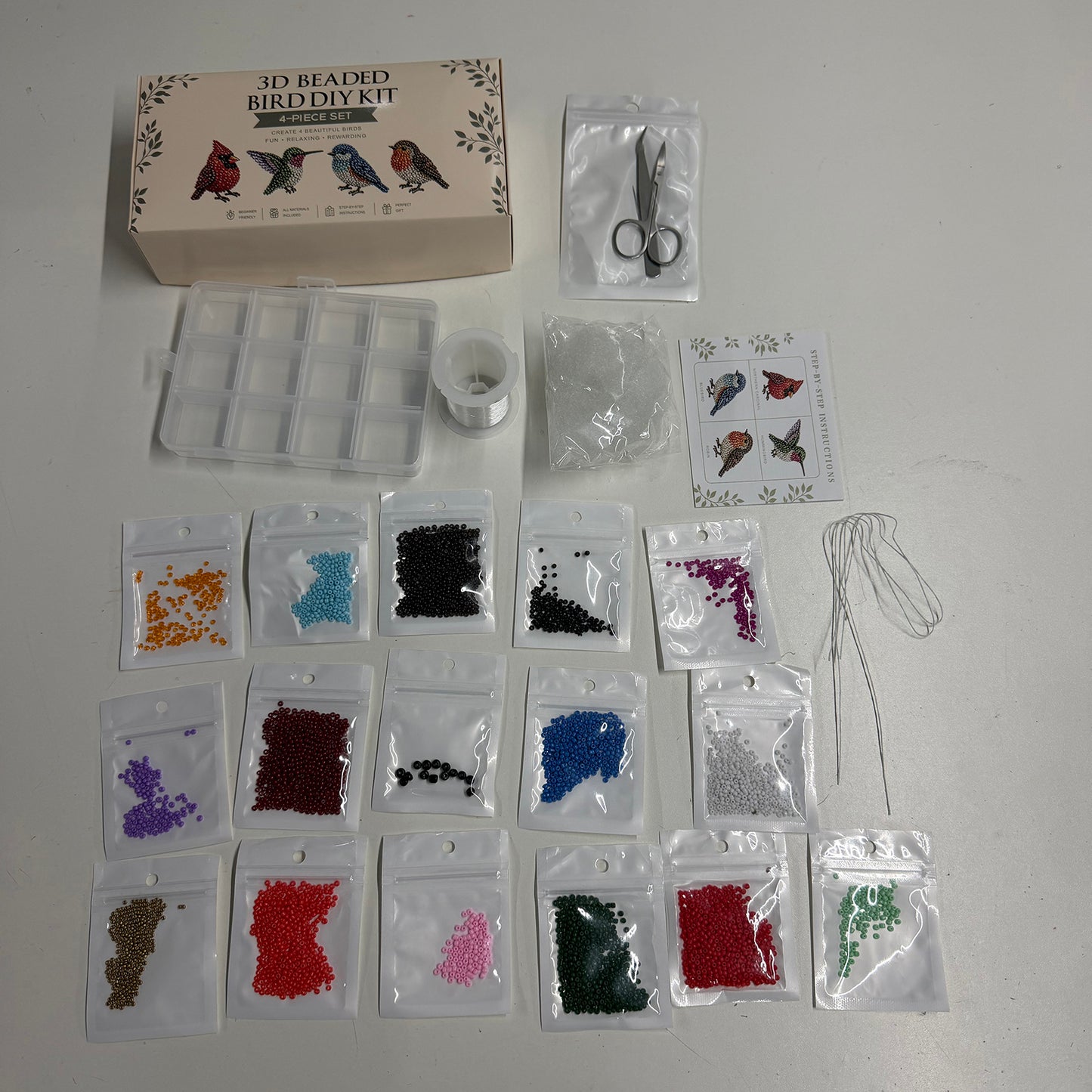 Backyard Birds DIY 3D Animals Bead Embroidery Kits Complete Accessories Cute Bead Craft Animal Set for Crafting Enthusiasts Girls Women Teens Adults