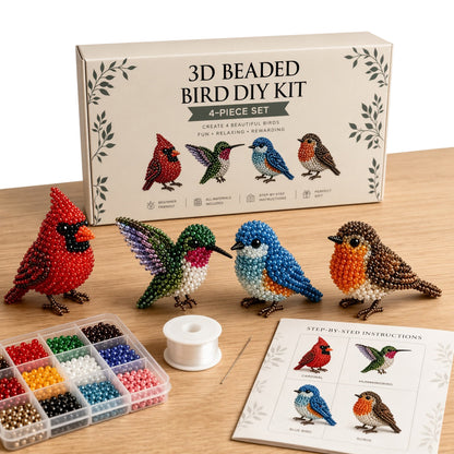 Backyard Birds DIY 3D Animals Bead Embroidery Kits Complete Accessories Cute Bead Craft Animal Set for Crafting Enthusiasts Girls Women Teens Adults