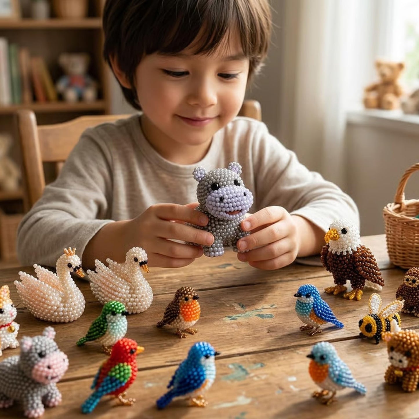 Backyard Birds DIY 3D Animals Bead Embroidery Kits Complete Accessories Cute Bead Craft Animal Set for Crafting Enthusiasts Girls Women Teens Adults