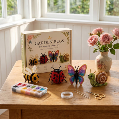 Garden Bugs DIY 3D Animals Bead Embroidery Kits Complete Accessories Cute Bead Craft Animal Set for Crafting Enthusiasts Girls Women Teens Adults