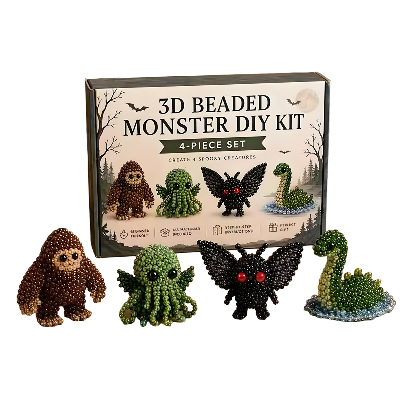 Mysterious Creatures and Monsters DIY 3D Animals Bead Embroidery Kits Complete Accessories Cute Bead Craft Animal Set for Crafting Enthusiasts Girls Women Teens Adults