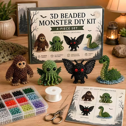 Mysterious Creatures and Monsters DIY 3D Animals Bead Embroidery Kits Complete Accessories Cute Bead Craft Animal Set for Crafting Enthusiasts Girls Women Teens Adults