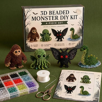 Mysterious Creatures and Monsters DIY 3D Animals Bead Embroidery Kits Complete Accessories Cute Bead Craft Animal Set for Crafting Enthusiasts Girls Women Teens Adults