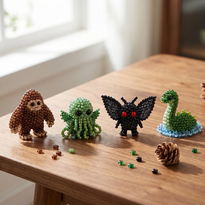 Mysterious Creatures and Monsters DIY 3D Animals Bead Embroidery Kits Complete Accessories Cute Bead Craft Animal Set for Crafting Enthusiasts Girls Women Teens Adults