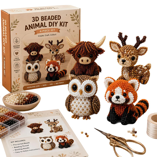 Friends of the Woodland DIY 3D Animals Bead Embroidery Kits Complete Accessories Cute Bead Craft Animal Set for Crafting Enthusiasts Girls Women Teens Adults