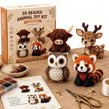 Friends of the Woodland DIY 3D Animals Bead Embroidery Kits Complete Accessories Cute Bead Craft Animal Set for Crafting Enthusiasts Girls Women Teens Adults