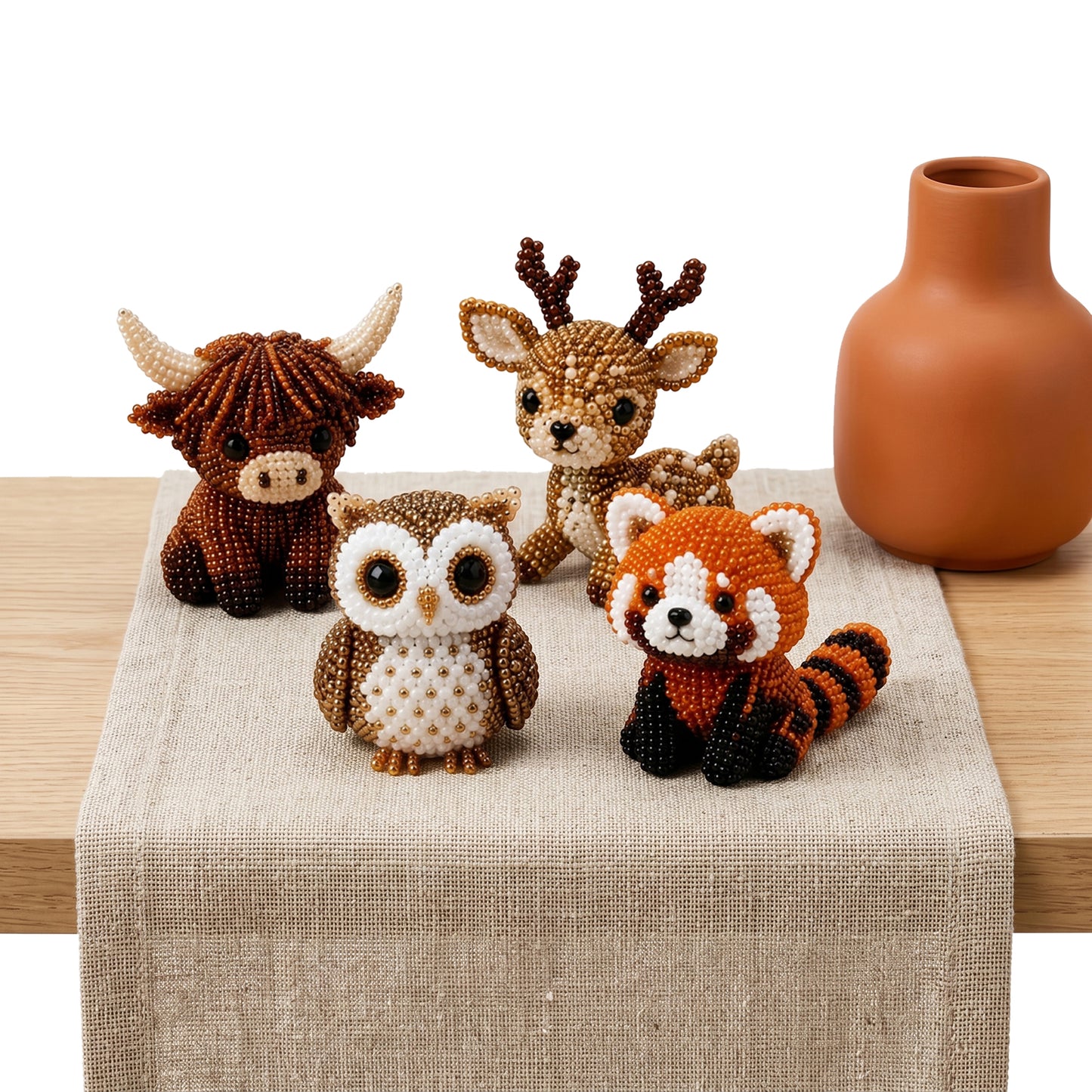 Friends of the Woodland DIY 3D Animals Bead Embroidery Kits Complete Accessories Cute Bead Craft Animal Set for Crafting Enthusiasts Girls Women Teens Adults