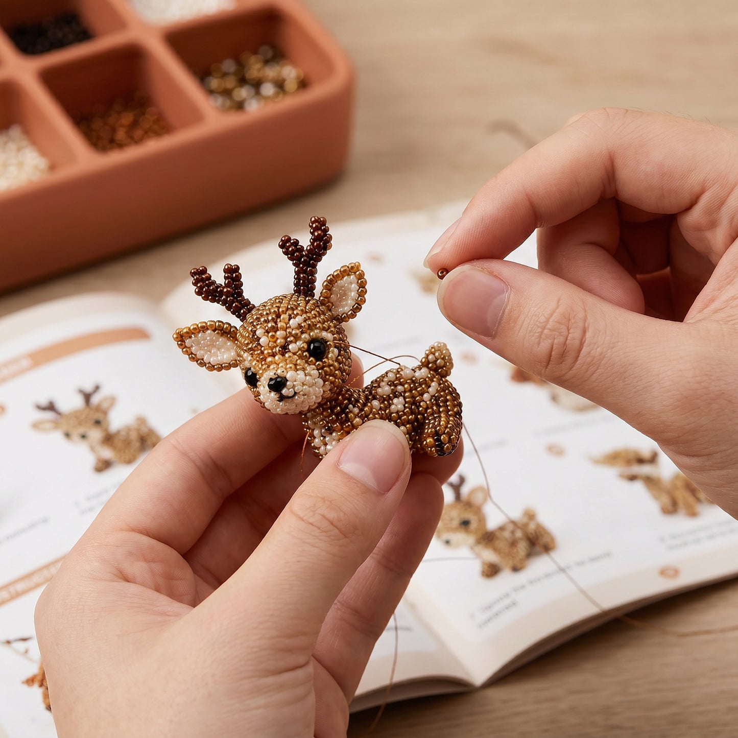 Friends of the Woodland DIY 3D Animals Bead Embroidery Kits Complete Accessories Cute Bead Craft Animal Set for Crafting Enthusiasts Girls Women Teens Adults