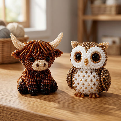 Friends of the Woodland DIY 3D Animals Bead Embroidery Kits Complete Accessories Cute Bead Craft Animal Set for Crafting Enthusiasts Girls Women Teens Adults