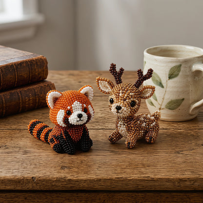 Friends of the Woodland DIY 3D Animals Bead Embroidery Kits Complete Accessories Cute Bead Craft Animal Set for Crafting Enthusiasts Girls Women Teens Adults