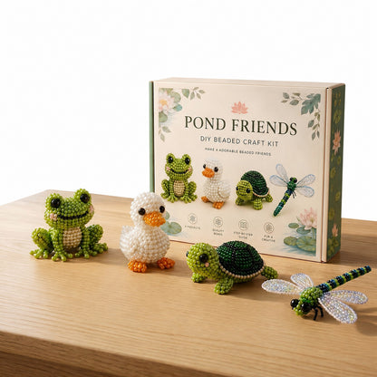 Pond Friends DIY 3D Animals Bead Embroidery Kits Complete Accessories Cute Bead Craft Animal Set for Crafting Enthusiasts Girls Women Teens Adults