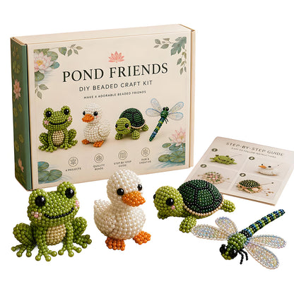Pond Friends DIY 3D Animals Bead Embroidery Kits Complete Accessories Cute Bead Craft Animal Set for Crafting Enthusiasts Girls Women Teens Adults