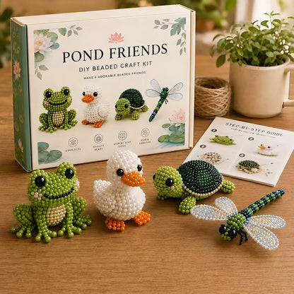 Pond Friends DIY 3D Animals Bead Embroidery Kits Complete Accessories Cute Bead Craft Animal Set for Crafting Enthusiasts Girls Women Teens Adults
