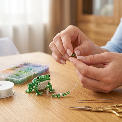 Pond Friends DIY 3D Animals Bead Embroidery Kits Complete Accessories Cute Bead Craft Animal Set for Crafting Enthusiasts Girls Women Teens Adults