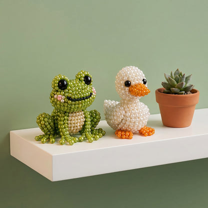 Pond Friends DIY 3D Animals Bead Embroidery Kits Complete Accessories Cute Bead Craft Animal Set for Crafting Enthusiasts Girls Women Teens Adults