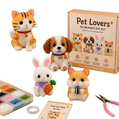 Pet Lovers DIY 3D Animals Bead Embroidery Kits Complete Accessories Cute Bead Craft Animal Set for Crafting Enthusiasts Girls Women Teens Adults