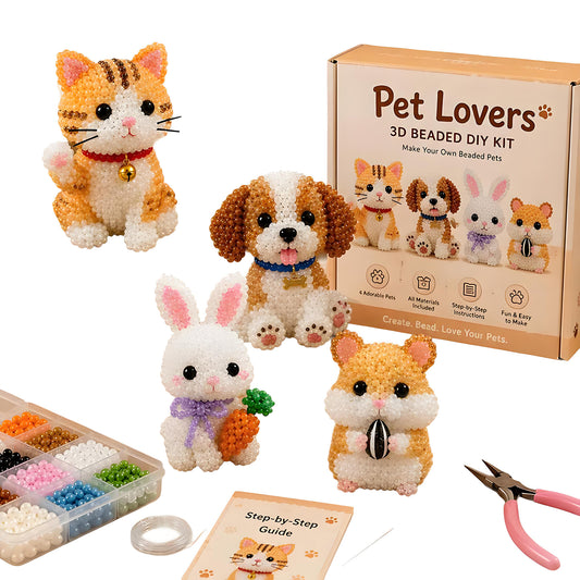 Pet Lovers DIY 3D Animals Bead Embroidery Kits Complete Accessories Cute Bead Craft Animal Set for Crafting Enthusiasts Girls Women Teens Adults