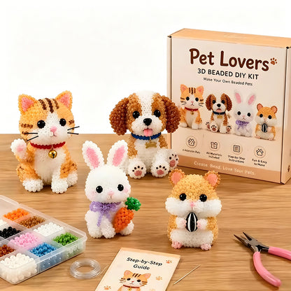 Pet Lovers DIY 3D Animals Bead Embroidery Kits Complete Accessories Cute Bead Craft Animal Set for Crafting Enthusiasts Girls Women Teens Adults