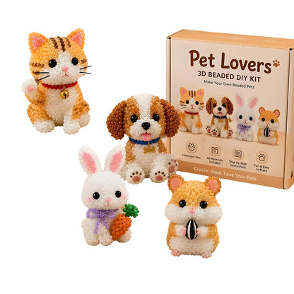 Pet Lovers DIY 3D Animals Bead Embroidery Kits Complete Accessories Cute Bead Craft Animal Set for Crafting Enthusiasts Girls Women Teens Adults