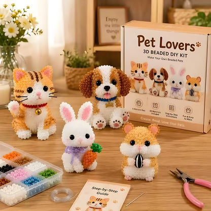 Pet Lovers DIY 3D Animals Bead Embroidery Kits Complete Accessories Cute Bead Craft Animal Set for Crafting Enthusiasts Girls Women Teens Adults