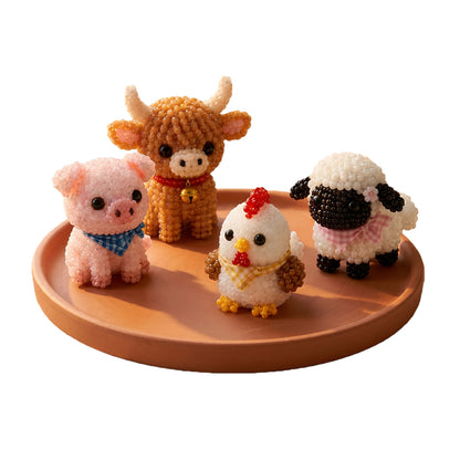 Cute Farm Buddies DIY 3D Animals Bead Embroidery Kits Complete Accessories Cute Bead Craft Animal Set for Crafting Enthusiasts Girls Women Teens Adults