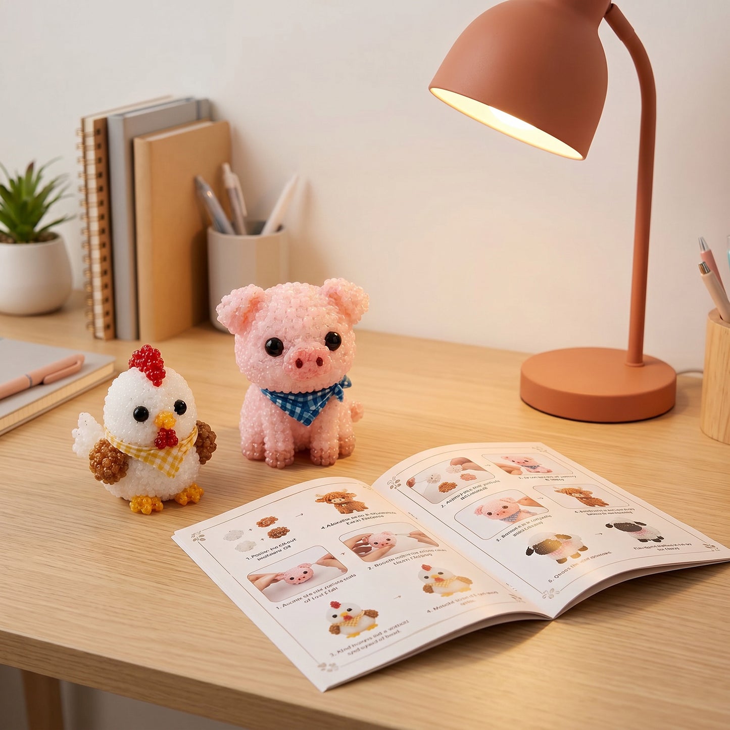 Cute Farm Buddies DIY 3D Animals Bead Embroidery Kits Complete Accessories Cute Bead Craft Animal Set for Crafting Enthusiasts Girls Women Teens Adults