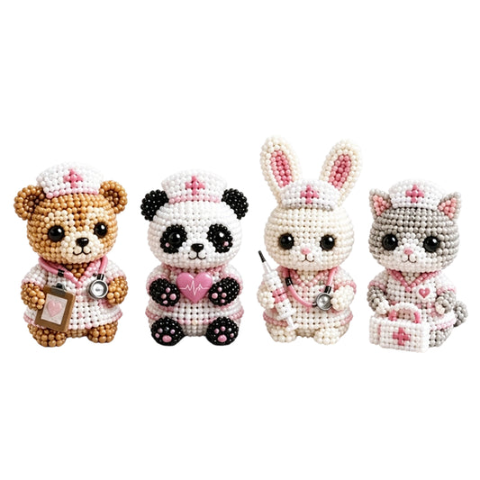 3D Animal Bead Embroidery Kit Unique 3d Animals Bead Craft Kit 3D Animal Ornament Sewing Set for Crafting Enthusiasts Girls Women Teens Adults (American Hero Nurse)