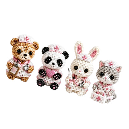 3D Animal Bead Embroidery Kit Unique 3d Animals Bead Craft Kit 3D Animal Ornament Sewing Set for Crafting Enthusiasts Girls Women Teens Adults (American Hero Nurse)