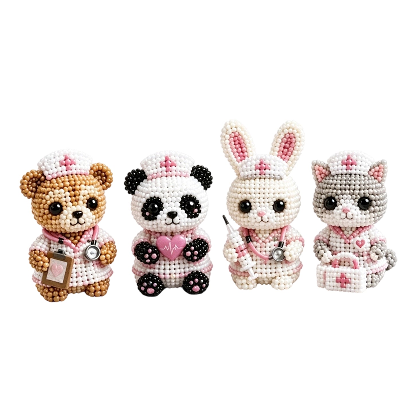 3D Animal Bead Embroidery Kit Unique 3d Animals Bead Craft Kit 3D Animal Ornament Sewing Set for Crafting Enthusiasts Girls Women Teens Adults (American Hero Nurse)