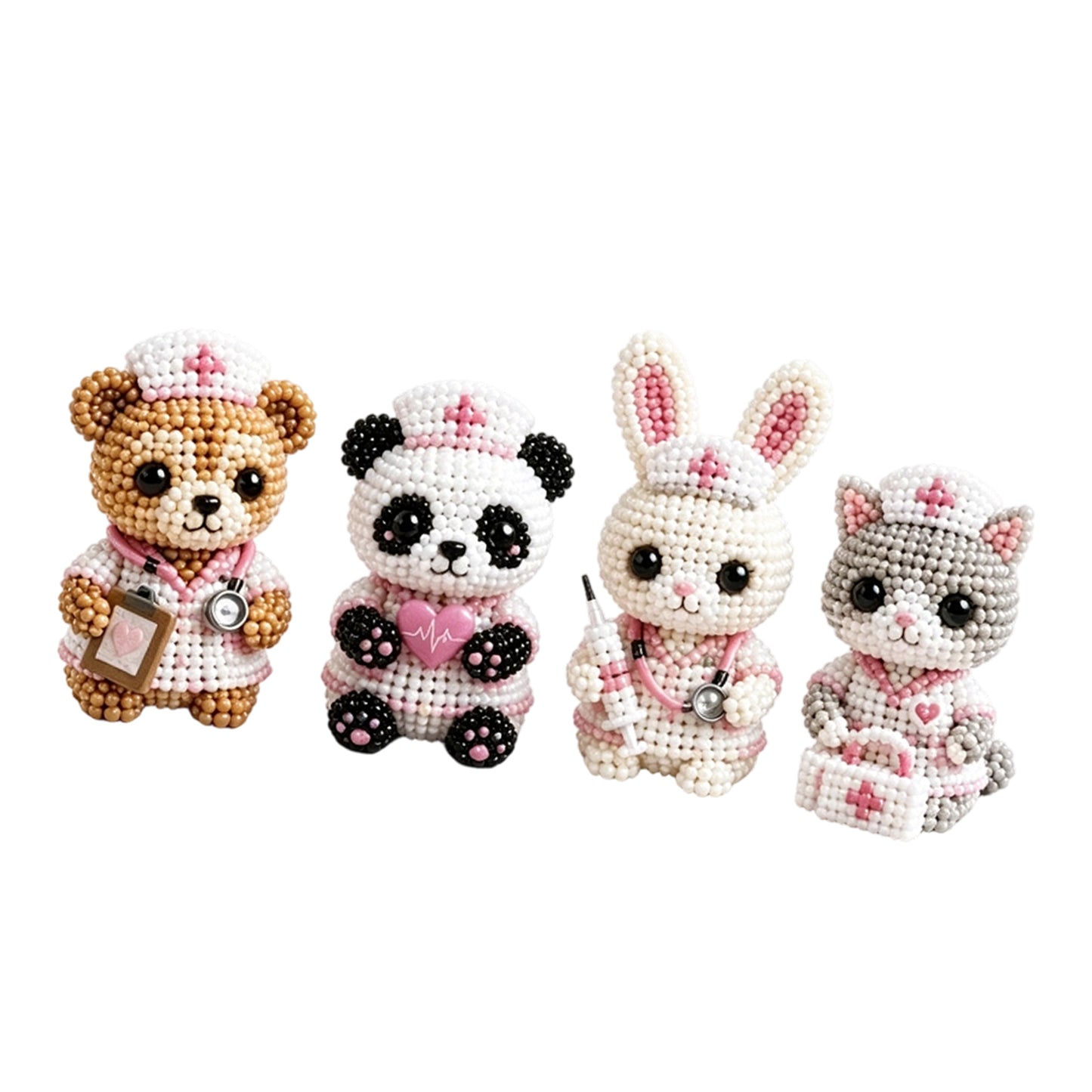 3D Animal Bead Embroidery Kit Unique 3d Animals Bead Craft Kit 3D Animal Ornament Sewing Set for Crafting Enthusiasts Girls Women Teens Adults (American Hero Nurse)
