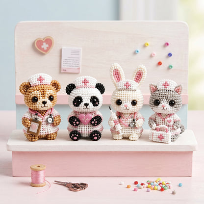 3D Animal Bead Embroidery Kit Unique 3d Animals Bead Craft Kit 3D Animal Ornament Sewing Set for Crafting Enthusiasts Girls Women Teens Adults (American Hero Nurse)