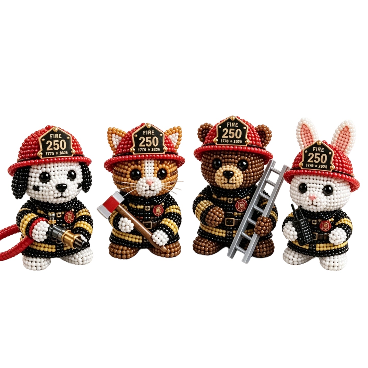 3D Animal Bead Embroidery Kit Unique 3d Animals Bead Craft Kit 3D Animal Ornament Sewing Set for Crafting Enthusiasts Girls Women Teens Adults (American Hero Firefighter)