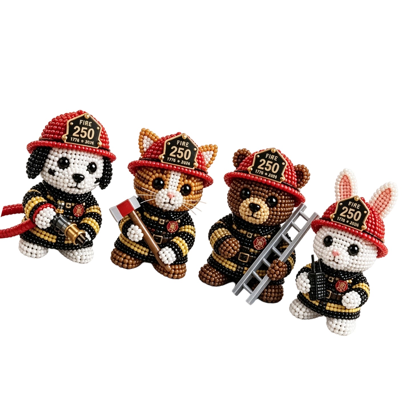 3D Animal Bead Embroidery Kit Unique 3d Animals Bead Craft Kit 3D Animal Ornament Sewing Set for Crafting Enthusiasts Girls Women Teens Adults (American Hero Firefighter)