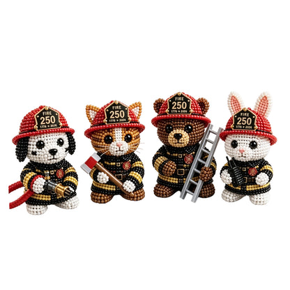 3D Animal Bead Embroidery Kit Unique 3d Animals Bead Craft Kit 3D Animal Ornament Sewing Set for Crafting Enthusiasts Girls Women Teens Adults (American Hero Firefighter)